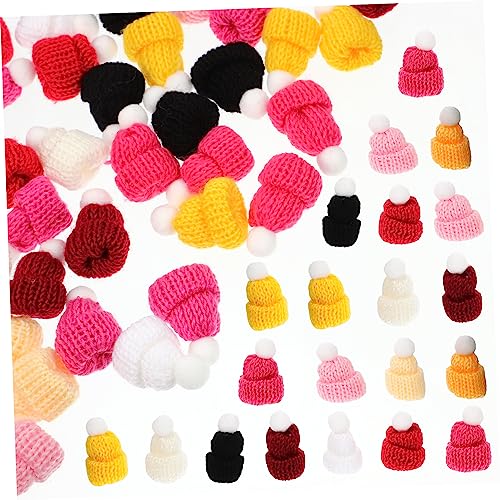 NESTINGHO 50 Stück Mini-mütze Bastelhutverzierungen Selber Machen Strickmütze Ornamente Hüte Puppe Hüte Dekoration Süße Puppenmütze Mini-hüte Dekorative Puppenhüte Mini-Puppen Polyester von NESTINGHO