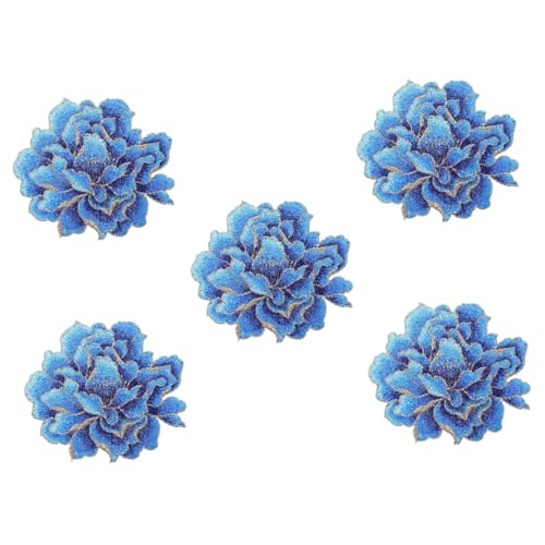 NESTINGHO 5st Pfingstrosen-stickpatch Kleiderflicken Selber Machen Flicken Für Kleidung Blauer Applikationsaufnäher Blumenaufkleber Bestickt Flecken Patch Aufnähen Annähen Polyester Blue von NESTINGHO