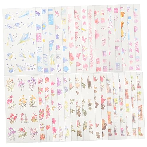 NESTINGHO 6 Sätze Japanischer Papier Kontoaufkleber Tagebuchetiketten Wasserbecheraufkleber DIY Familienhochzeitsdekorationen Für Die Zeremonie Washi Tape Aufkleber Mädchenhafte von NESTINGHO