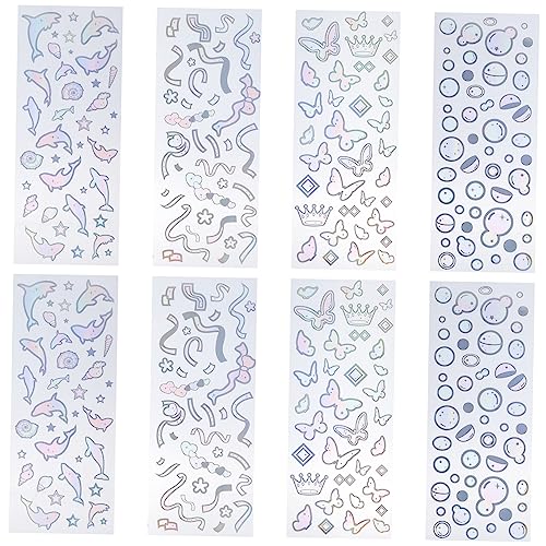 NESTINGHO 8 Blätter PVC-Aufkleber selbstgemachter Aufkleber Aufkleber-Dekor Aufkleber Pinzette Scrapbooking Sticker Scrapbook Stickers Handkontoaufkleber Scrapbook dekorativer Aufkleber von NESTINGHO