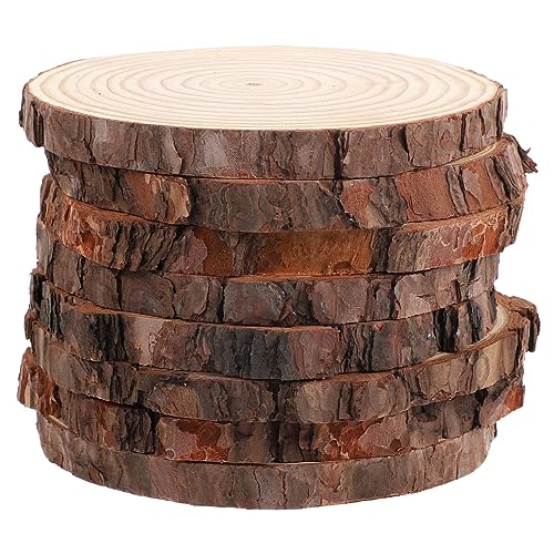 NESTINGHO 8 Stück Dekorative Holzspäne Unfertige Holzscheite Bastelscheiben Baumscheiben Holz Bastelscheiben Unbemalte Runde Holzscheiben DIY Bastelzubehör Runde Holzuntersetzer von NESTINGHO