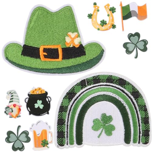 NESTINGHO 9St Kleeblatt glucksbringer apfelding patches set ornamente St. Patrick's Day dekoration Stoffflicken für Kleidung st. Patrick's Day Aufnäher zum Aufnähen Flecken Polyester von NESTINGHO