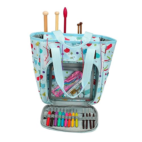 NESTINGHO Aufbewahrungstasche Aus Wolle Einkaufstasche Stricken Stickerei Tasche Handtaschen-organizer Taschenorganizer Für Tragetasche Die Einkaufstasche Strick Blue von NESTINGHO