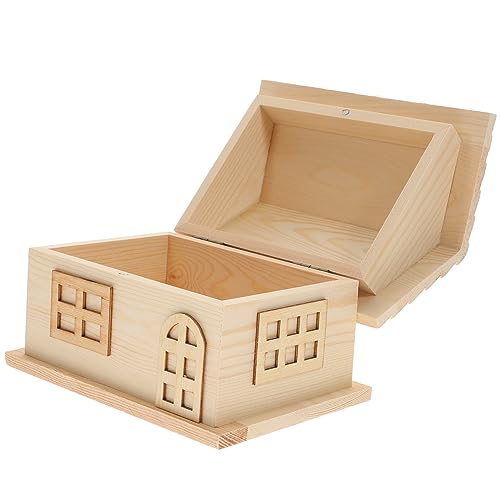 NESTINGHO Kasten Holzkiste in Hausform Schlafzimmer Dekor Desktop-organizer Desktop-speicherhalter Aufbewahrungskorb Bambus von NESTINGHO