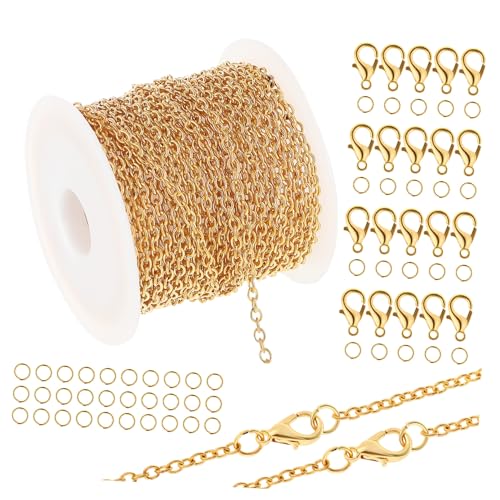 NESTINGHO Set Schmuckketten Mit Karabinerverschlüssen Gliederketten & Halsketten Für Basteln Inkl Armbandketten & Offene Biegeringe 1 Set von NESTINGHO