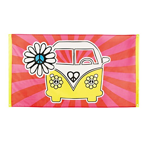 NET TOYS Hippie Flagge Flower Power Banner Fahne 90 x 150 cm 70er Jahre Mottoparty Deko Partydeko Peace and Love von NET TOYS