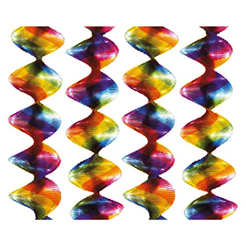 NET TOYS 4 Regenbogenspiralen Bunte Rotorspiralen Hängedeko 5 x 60 cm Deko Spiralen Regenbogen Wirbel-Deckenhänger Rainbow von NET TOYS