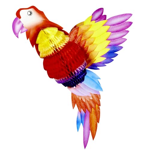 NET TOYS Farbenfroher Wabenball Papagei - Bunt 38 cm - Hübsche Party-Deko Honeycomb Paradiesvogel von NET TOYS