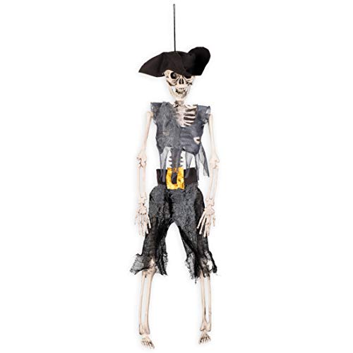 NET TOYS Halloween Deko-Skelett Pirat | 40 cm | Schaurige Party-Dekoration Gerippe zum Hängen | EIN Highlight für Horror-Party & Piratenparty von NET TOYS