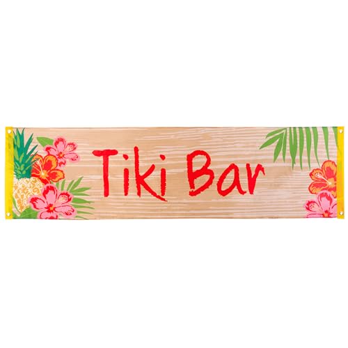 NET TOYS Hübsche Fahne Tiki Bar Südsee - Bunt 50 x 180 cm - Schicke Party-Deko Hängedekoration Hawaii für Innen und Außen von NET TOYS