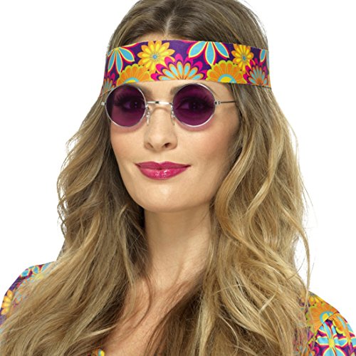 NET TOYS John Lennon Hippiebrille Hippie Sonnenbrille lila Runde Flower Power Brille 70er Jahre Retrobrille von NET TOYS