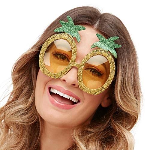 NET TOYS Witzige Ananas-Brille - Gold-Grün - Originelles Party-Accessoire Partybrille Hawaii - EIN Highlight für Festival & Beachparty von NET TOYS