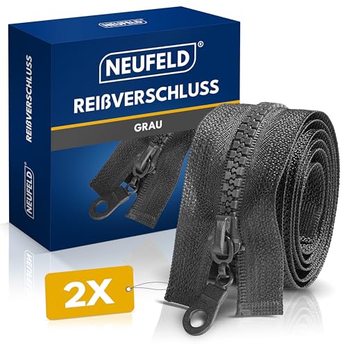 NEUFELD® Reißverschluss in Dunkelgrau 70cm [inkl. GRATIS Stecknadeln & Maßband] - Reissverschluss für Jacken, Taschen, Bettwäsche - Zipper von NEUFELD