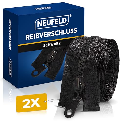 NEUFELD® Reißverschluss in Schwarz 70cm [inkl. GRATIS Stecknadeln & Maßband] - Reissverschluss für Jacken, Taschen, Bettwäsche - Zipper von NEUFELD