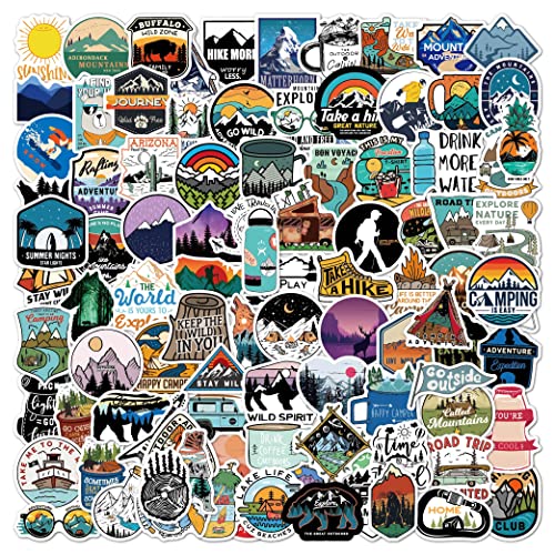 100 Stück Outdoor Stickers, Vsco Camping Aufkleber, Camping Abenteuer Wasserdicht Vinyl Stickers für Laptop Koffer Motorrad Skateboard Auto Gepäck von NEULEBEN