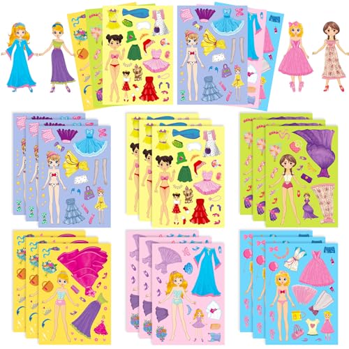 18 Blätter Dress Up Stickers DIY Gesichts Aufkleber für Mädchen Kinder machen Sie Ihr eigenes Outfit Aufkleber Set Dekoration Handwerk Party Favors Mix Match Abziehbilder Pack Urlaub Geschenke von NEULEBEN