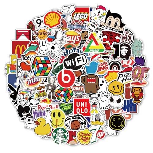 Cool Brand Stickers 100pcs, Trendy Aufkleber Decals, Wasserdicht Vinyl Sticker für Laptop Autotasse Gitarre Skateboard, Teenager von NEULEBEN