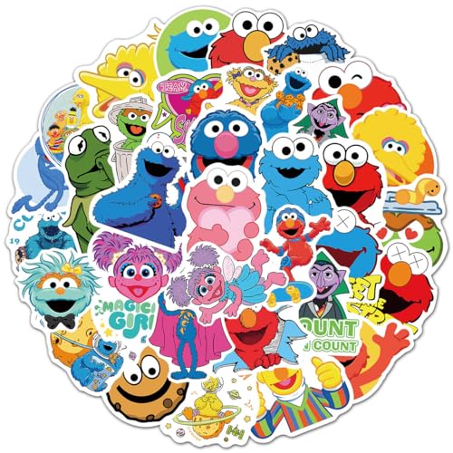 Sesame Street Stickers, 50 Stück Animations für Kinder Aufkleber, Vinyl wasserdicht süße Graffiti Aufkleber für Auto Laptop Skateboard Gitarre, Kinder Teenager von NEULEBEN