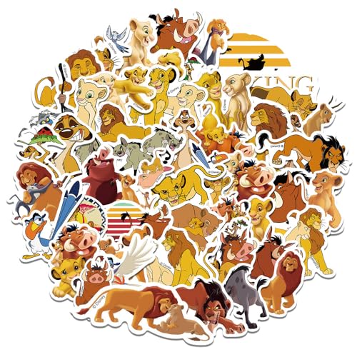 The King Lion Stickers, 50 Stück Cartoon lion Aufkleber, Wasserdichte Vinyl DIY Aufkleber für Skateboard Auto Laptop Gitarre, Jugendliche Kinder von NEULEBEN