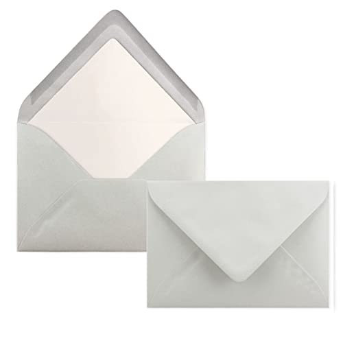 100 Briefumschläge Hell-Grau - DIN C6 - gefüttert mit weißem Seidenpapier - 90 g/m² - 11,4 x 16,2 cm - Nassklebung - NEUSER PAPIER von NEUSER PAPIER