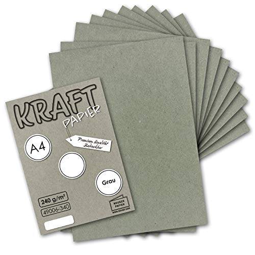 100x Vintage Kraftpapier in Grau - DIN A4 21 x 29,7 cm - 210 x 297 mm - 240 g/m² natur-graues Recycling-Papier, ökologisch Bastel-Karton Einzel-Karte - UmWelt by GUSTAV NEUSER von NEUSER PAPIER