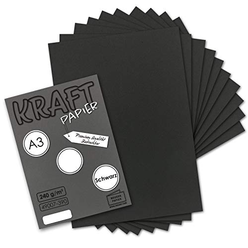 100x Vintage Kraftpapier in Schwarz - DIN A3-29,7 x 42 cm - 240g - natur Recycling-Karton - nachhaltig ökologisch Bastel-Karton Einzel-Karte - UmWelt by GUSTAV NEUSER von NEUSER PAPIER