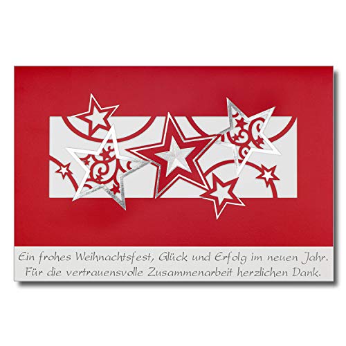 NEUSER PAPIER 10x Weihnachtskarten DIN B6 mit weissen Briefumschlägen - 17 x 11 cm - Doppelkarten mit hochwertigem Offsetdruck und Folienprägung - Motiv Sternregen von NEUSER PAPIER