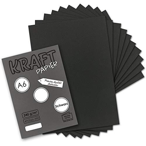 150x Kraftpapier schwarz Bastel- Bogen A6-105 x 148mm - Bastelpapier, Tonpapier, Buntpapier, Fotokarton, Postkarten aus Natur-Karton - 225 g/m² von NEUSER PAPIER