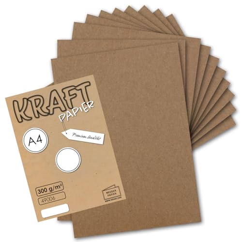 200x Vintage Kraftpapier - DIN A4 21 x 29,7 cm - 210 x 297 mm - 300gr natur-braunes Recycling-Papier, ökologisch Bastel-Karton Einzel-Karte - UmWelt by GUSTAV NEUSER von NEUSER PAPIER