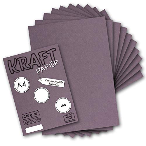 200x Vintage Kraftpapier in Lila - DIN A4 21 x 29,7 cm - 210 x 297 mm - 240 g/m² natur Recycling-Papier, ökologisch Bastel-Karton Einzel-Karte - UmWelt by GUSTAV NEUSER von NEUSER PAPIER