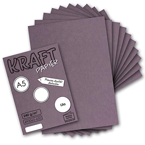 200x Vintage Kraftpapier in Lila - DIN A5-21 x 14,8 cm - nachhaltiges natürlich gefärbtes Lila Recycling-Papier, ökologisch Bastel-Karton Einzel-Karte - NEUSER PAPIER von NEUSER PAPIER