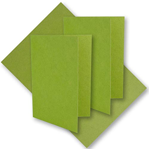 200x grüne Vintage Faltkarten aus Kraftpapier 120 x 169 mm - B6 - hellgrün - Recycling - 240 g/m² blanko Klapp-Karten - UmWelt by GUSTAV NEUSER von NEUSER PAPIER