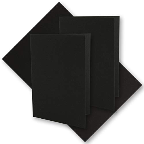 250x schwarzes Vintage Kraftpapier Falt-Karten 210 x 148 mm - DIN A5 - Schwarz - Recycling - 220 g blanko Klapp-Karten - UmWelt by GUSTAV NEUSER von NEUSER PAPIER