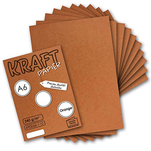 25x Kraftpapier Orange/Rostrot Bastel- Bogen A6-105 x 148mm - Bastelpapier, Tonpapier, Buntpapier, Fotokarton, Postkarten aus Natur-Karton - 240 g/m² von NEUSER PAPIER