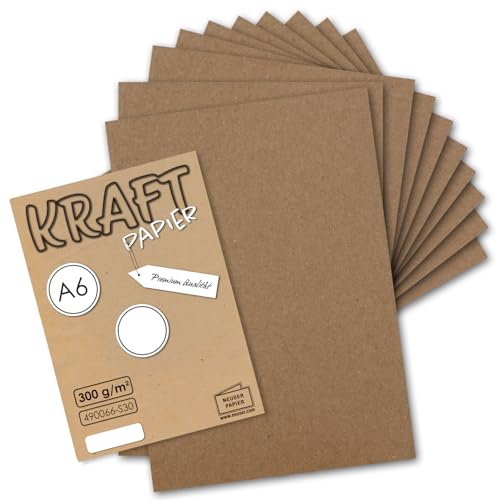 25x Kraftpapier braun Bastel- Bogen A6-105 x 148mm - Bastelpapier, Tonpapier, Buntpapier, Fotokarton, Postkarten aus Natur-Karton - 300 g/m² von NEUSER PAPIER