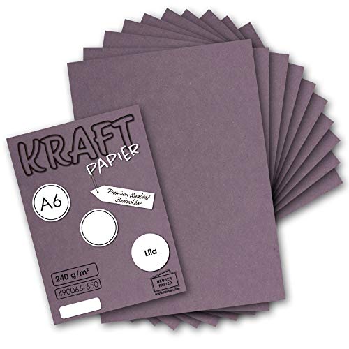 25x Kraftpapier lila Bastel- Bogen A6-105 x 148mm - Bastelpapier, Tonpapier, Buntpapier, Fotokarton, Postkarten aus Natur-Karton - 240 g/m² von NEUSER PAPIER