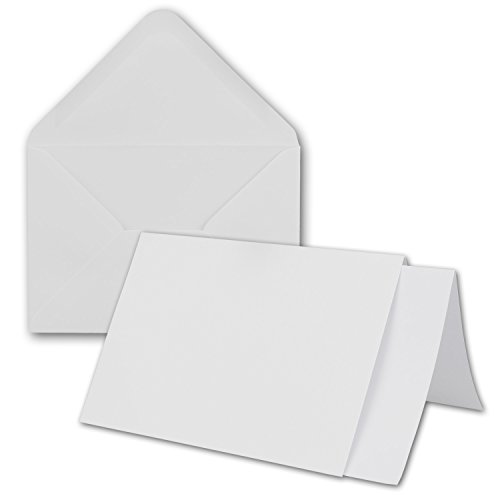 25x weißes DIN A6 Faltkartenset mit Leinenprägung - 10,4 x 14,8 cm - mit Briefumschlägen & Einlegeblätter - Einladungskarten Bastelset inklusive hochwertiger Box - von GUSTAV NEUSER von NEUSER PAPIER