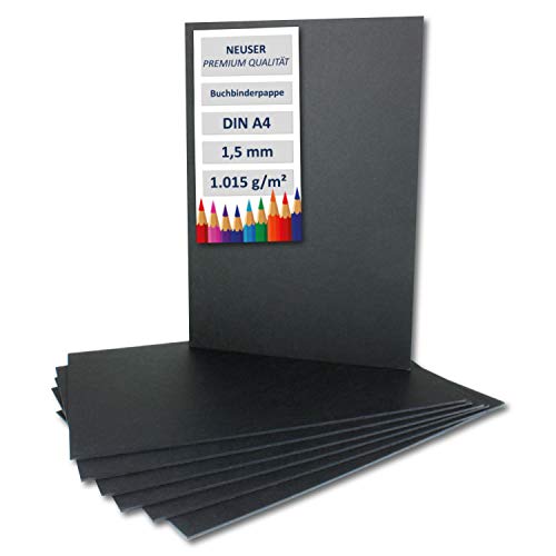 30x Buchbinderpappe DIN A4 in Schwarz, Stärke: 1,5 mm, Grammatur: 1.015 g/m² von NEUSER PAPIER