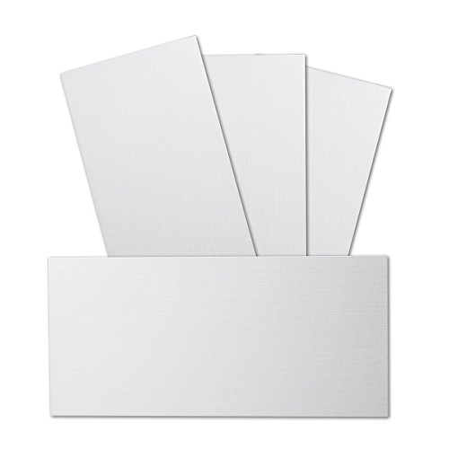 400 Stück DIN Lang Karton mit Leinenstruktur - Farbe: Weiss - 99 x 210 mm - 250 Gramm pro m² - Einzelkarte ohne Falz - Ideal zum Basteln, Scrapbooking, Grußkarte - GUSTAV NEUSER von NEUSER PAPIER