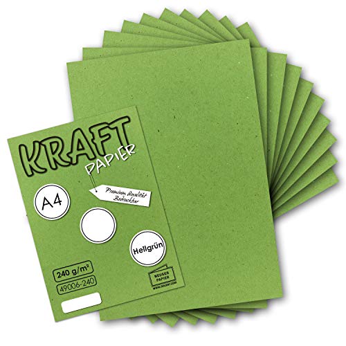 400x Vintage Kraftpapier in Hellgrün - DIN A4 21 x 29,7 cm - 210 x 297 mm - 240 g/m² natur-hellgrünes Recycling-Papier, ökologisch Bastel-Karton Einzel-Karte - UmWelt by GUSTAV NEUSER von NEUSER PAPIER