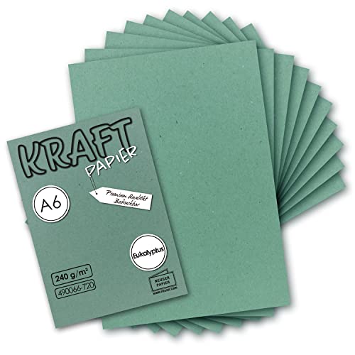 500x Kraftpapier in Eukalyptus-Grün Bastel-Bogen A6-105 x 148mm - Bastelpapier, Tonpapier, Buntpapier, Fotokarton, Postkarten aus Natur-Karton - 225 g/m² von NEUSER PAPIER