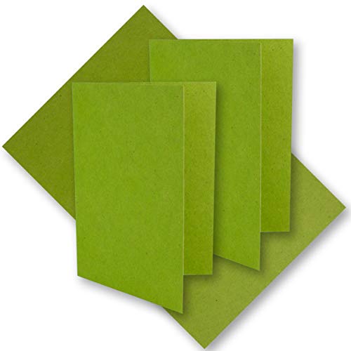 50x hellgrünes Vintage Kraftpapier Falt-Karten 210 x 148 mm - DIN A5 - Hell-Grün - Recycling - 220 g blanko Klapp-Karten - UmWelt by GUSTAV NEUSER von NEUSER PAPIER