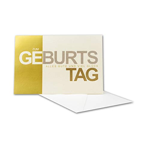 Geburtstagskarten Set 30 Stück mit Umschlag Weiß DIN B6 - Motiv Zum Geburtstag Gold - Goldene Folienprägung - Glückwunschkarte Geburtstag Klappkarte von NEUSER PAPIER