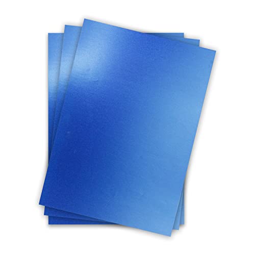 Metallic Papier DIN A4 21,0 x 29,7 cm - Blau Metallic - 50 Stück - glänzendes Bastelpapier 90 g/m² - Rückseite Weiß - Für Einladungen, Hochzeiten von NEUSER PAPIER