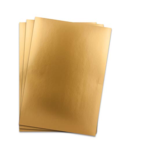 Metallic Papier DIN A4 21,0 x 29,7 cm - Gold Metallic - 250 Stück - glänzendes Bastelpapier 90 g/m² - Rückseite Weiß - Für Einladungen, Hochzeiten von NEUSER PAPIER