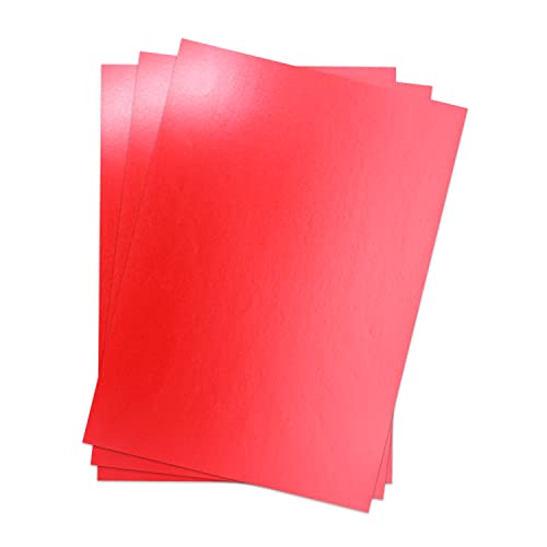 Metallic Papier DIN A4 21,0 x 29,7 cm - Rot Metallic - 150 Stück - glänzendes Bastelpapier 90 g/m² - Rückseite Weiß - Für Einladungen, Hochzeiten von NEUSER PAPIER