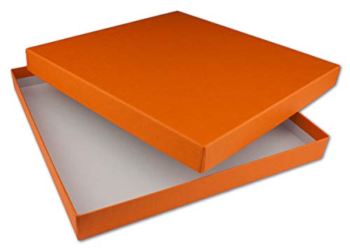 NEUSER PAPIER 10x Quadratische Aufbewahrungs- und Geschenk-Schachtel in Orange - 24 x 24 x 2,3 cm - Stülp-Schachtel mit Deckel - Ideal als Fotobox und Geschenkbox von NEUSER PAPIER