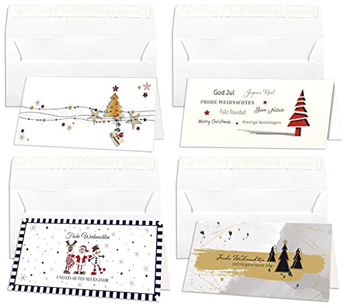 NEUSER PAPIER Weihnachtskarten - 100er Set mit Umschlägen- DIN Lang - Klappkarten für Weihnachtsgrüße - 100 Stück - Frohe Weihnachten von NEUSER PAPIER