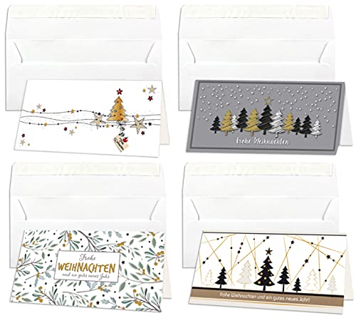 NEUSER PAPIER Weihnachtskarten - 60er Set mit Umschlägen- DIN Lang - Klappkarten für Weihnachtsgrüße - 60 Stück - Frohe Weihnachten von NEUSER PAPIER