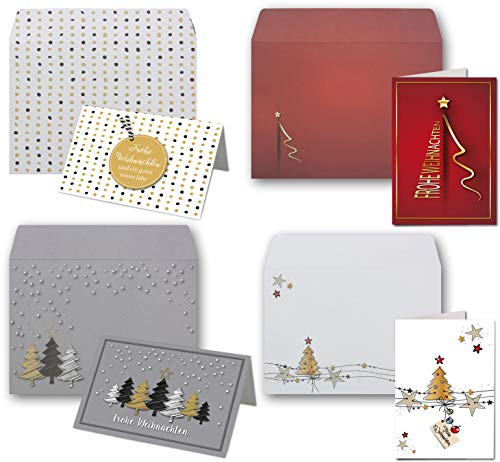 Weihnachtskarten - 100er Set mit Umschlägen- DIN A6/C6 - Klappkarten für Weihnachtsgrüße - 100 Stück - Frohe Weihnachten von NEUSER PAPIER